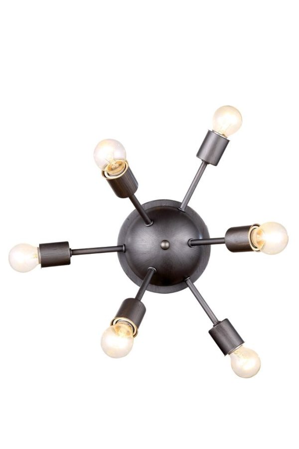 Adair 6 Lights Transitional Flush Mount, Wall Sconce Vintage Steel