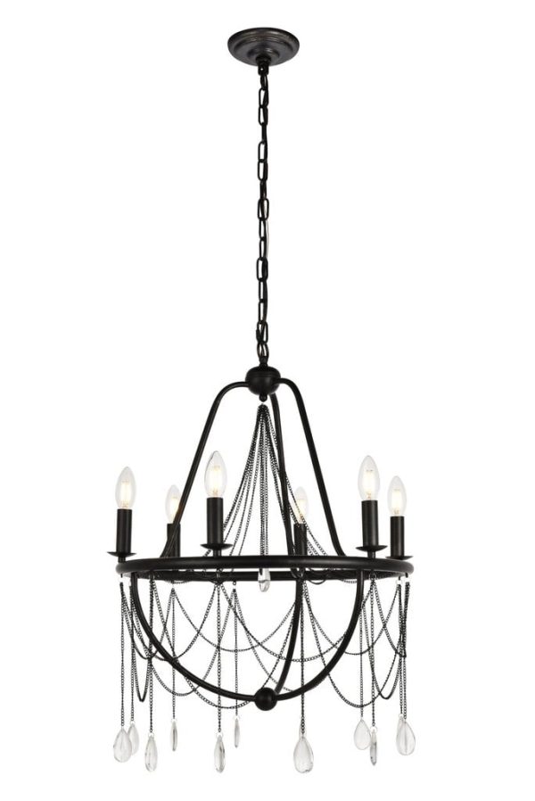 Brinley 6 Lights Transitional Chandelier Dark Bronze (Royal Cut Crystal)
