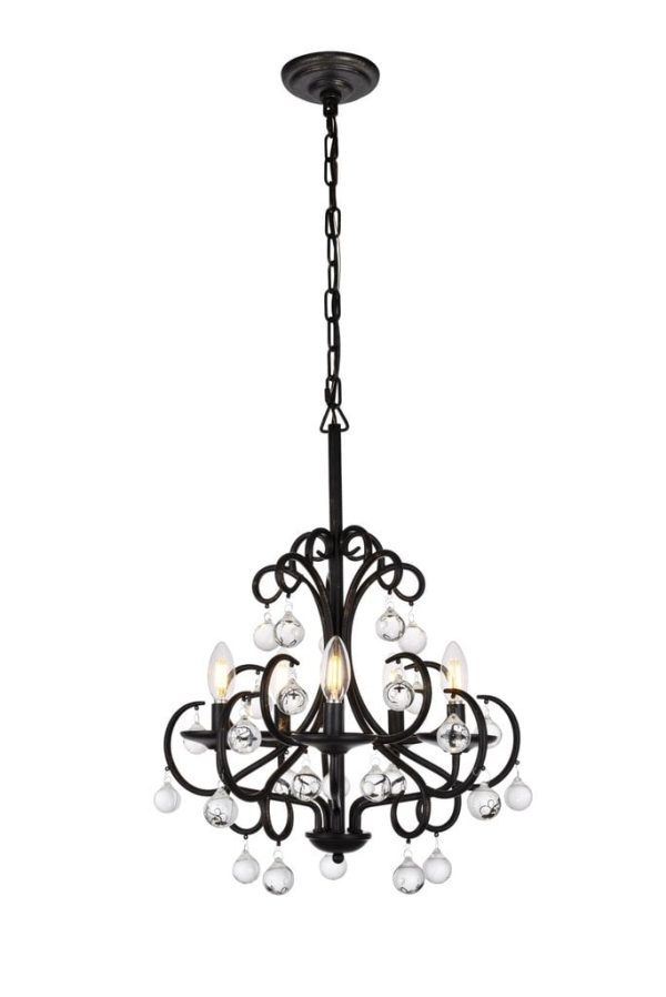 Reign 5 Lights Transitional Pendant Dark Bronze (Royal Cut Crystal)