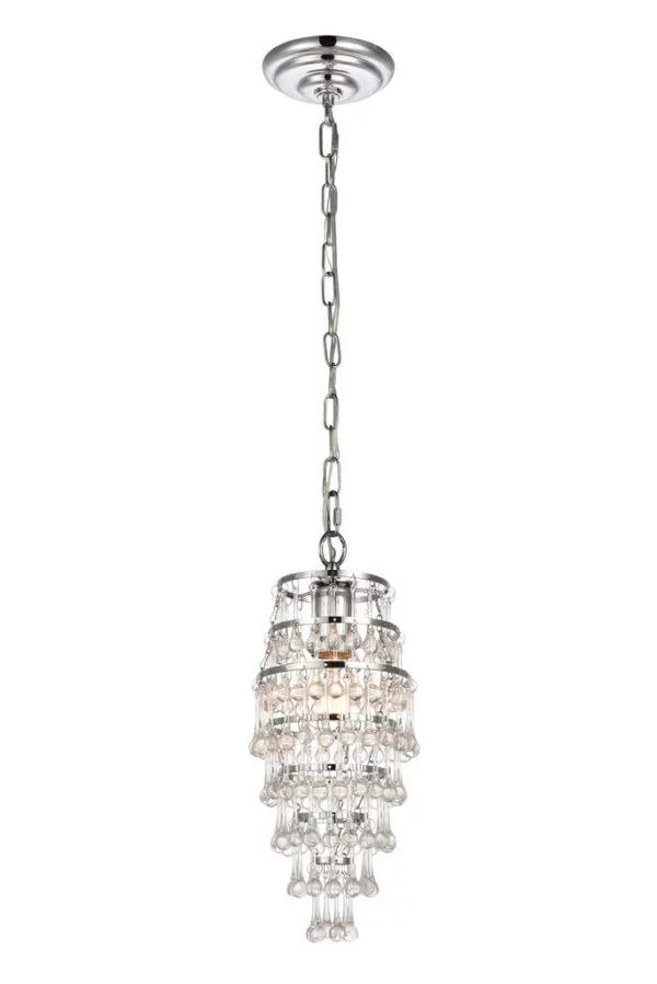 Thames 1 Light Contemporary Pendant Chrome (Royal Cut Crystal)