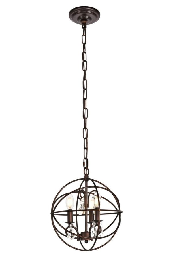 Wallace 3 Lights Transitional Pendant Dark Copper Brown (Royal Cut Crystal)