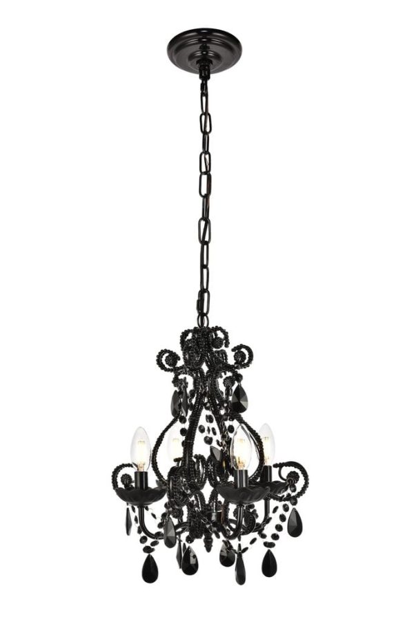Kato 4 Lights Transitional Pendant Polished Black (Royal Cut Crystal)