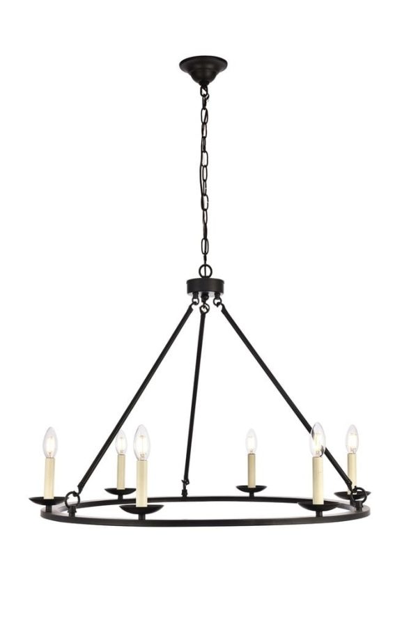 Maine 6 Lights Transitional Chandelier Black