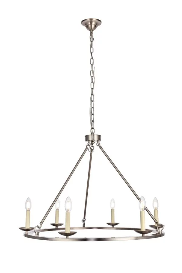 Maine 6 Lights Transitional Chandelier Burnished Nickel