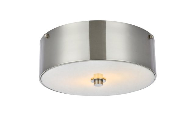 Hazen 2 Lights Transitional Flush Mount Burnished Nickel, White