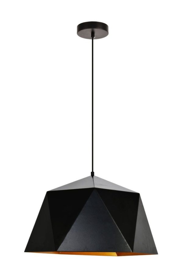 Arden 1 Light Transitional Pendant Black, Golden Inside