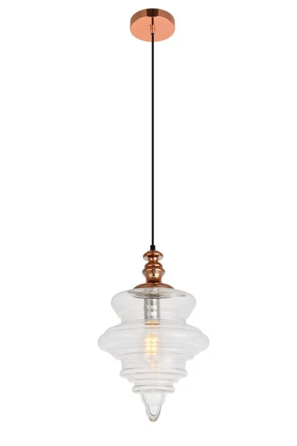 Topper 1 Light Transitional Pendant Copper, Clear